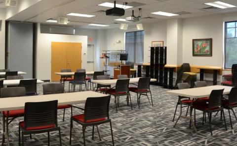 Our full meeting room space has several configurations, including this test taking style.