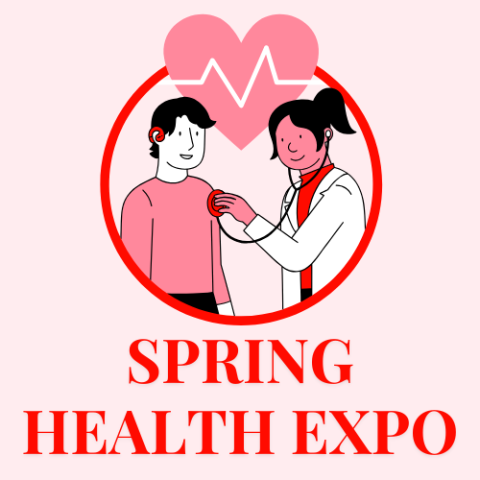 Spring Health Expo logo of a health professional using a stethoscope to check a patient