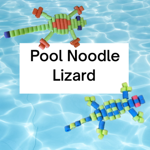 Lizards made of pool noodles.