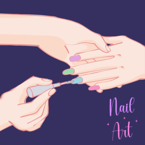 Two hands painting nails.