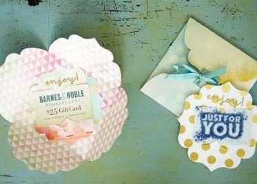 A frilly gift card holder and envelope made with a Cricut machine