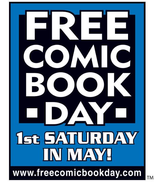Free Comic Book Day logo 1st Saturday in May!
