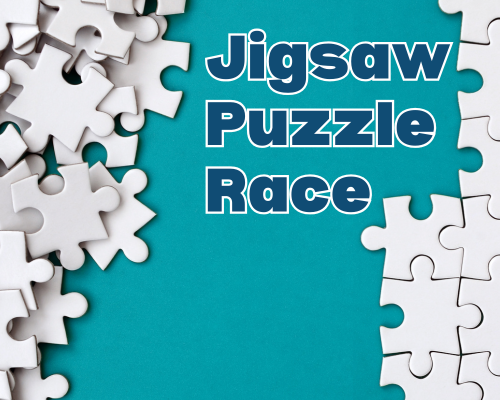 Jigsaw Puzzle Race logo with jigsaw pieces around the edge