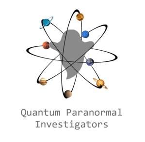 Quantum Paranormal Investigators logo of planetary orbits with a ghost at the center