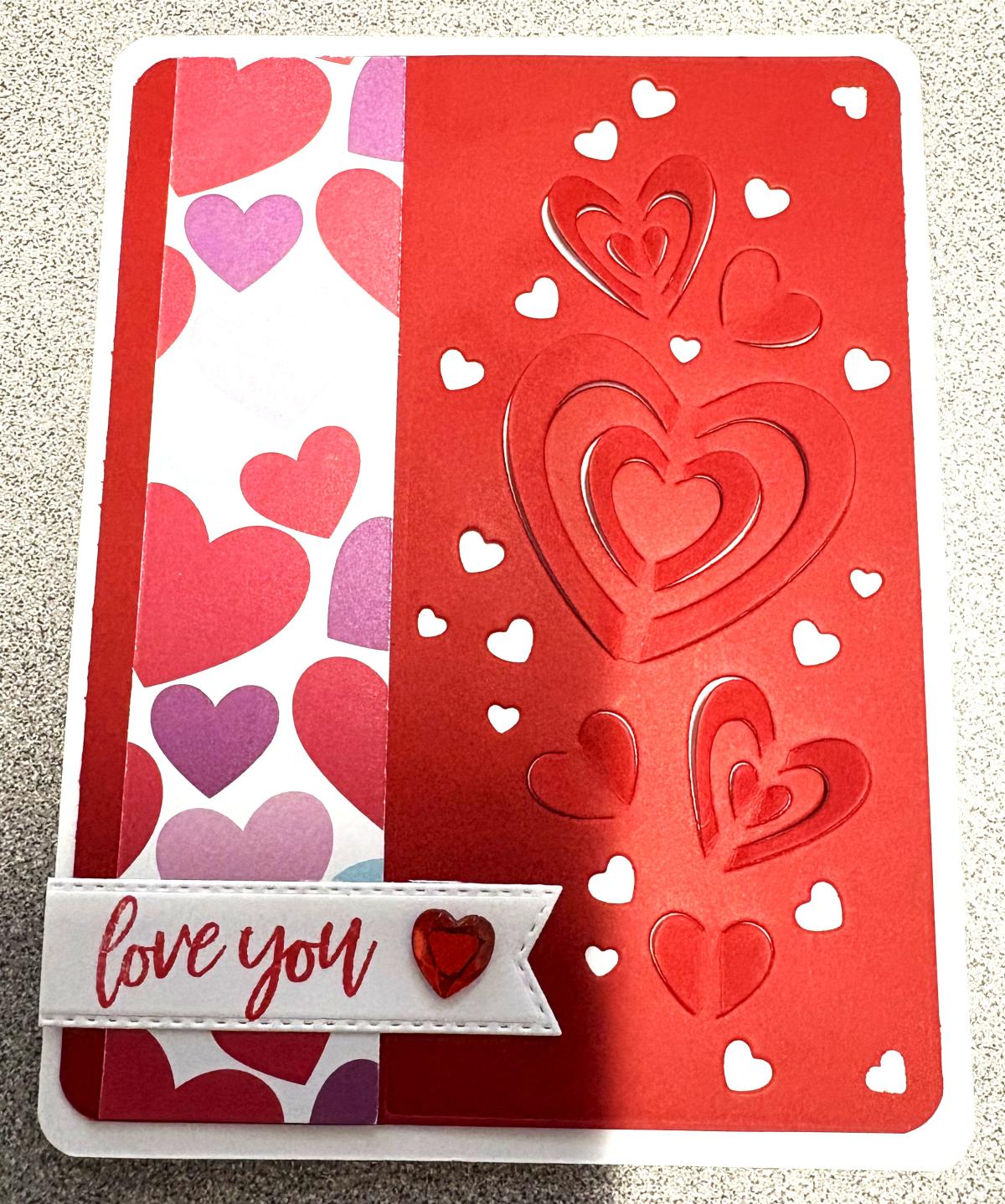 Valentine's Day card with hearts of various sizes