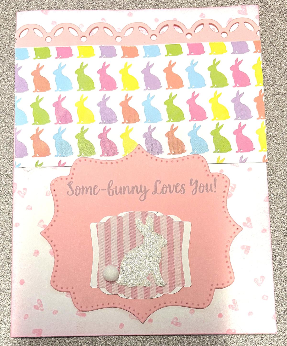 Pastel Rabbit greeting card with "Some Bunny Loves You" greeting