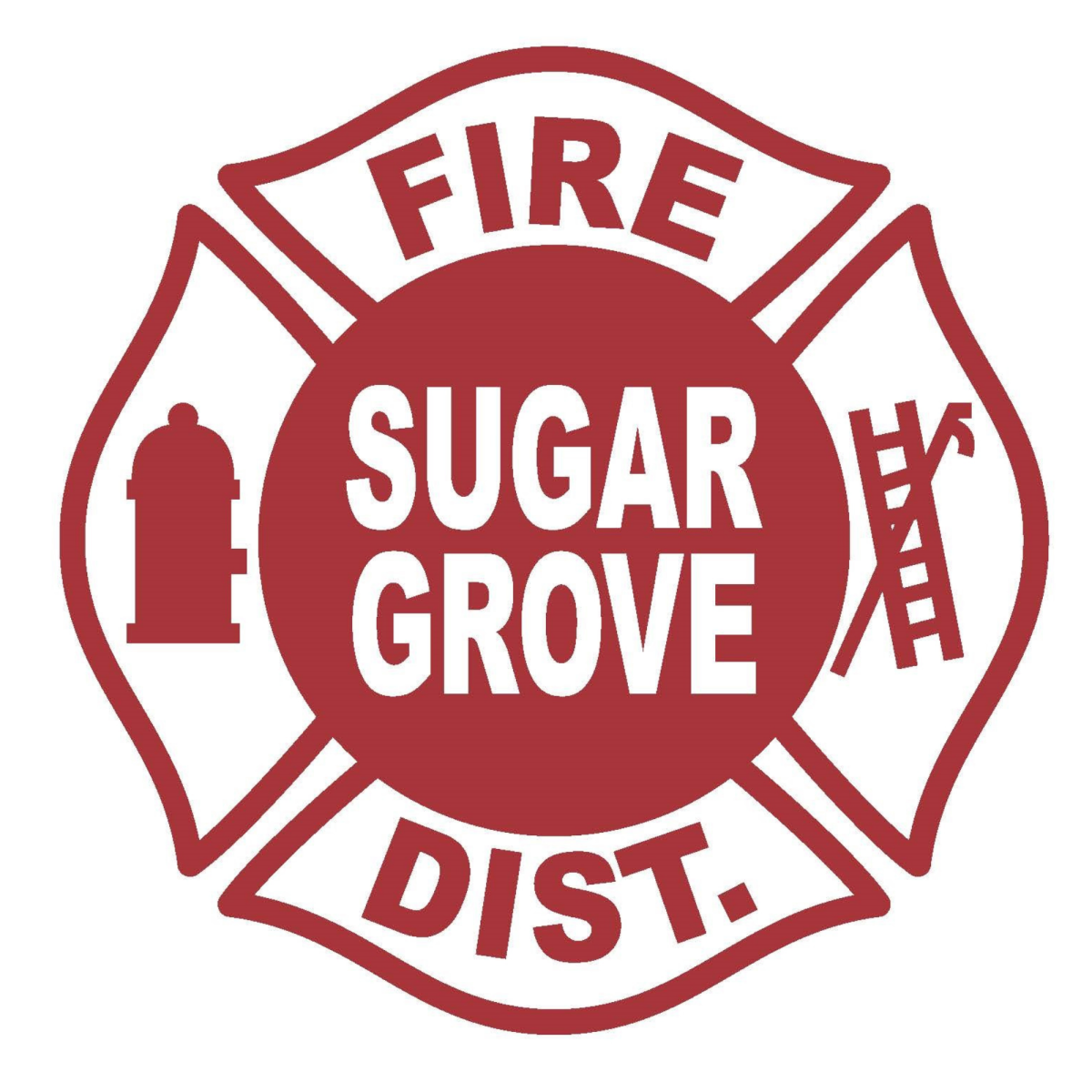 Sugar Grove Fire Protection District logo with fire hydrant, ladder, and fireman's pole